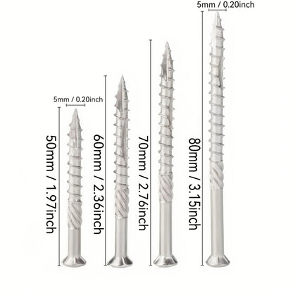 110-150 pieces of stainless steel self-tapping deck wood screws for decking, fence assembly, outdoor wood installation