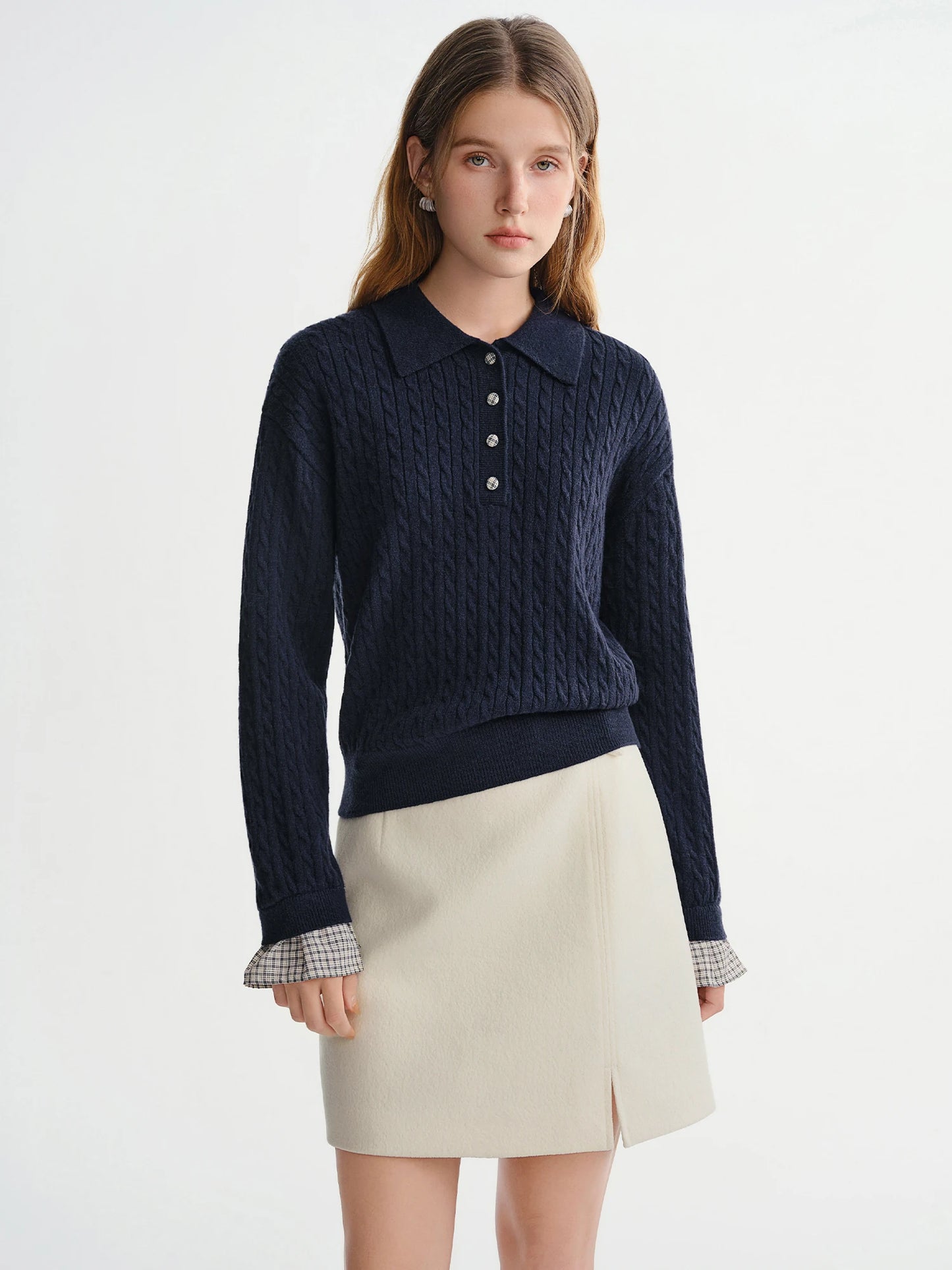 DUSHU Classic Long and Short Elastic Waist A-line Skirt 2025 Winter Skirt for Women Solid Simple Commuting Office Ladies College