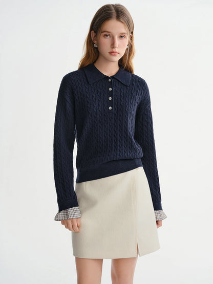DUSHU Classic Long and Short Elastic Waist A-line Skirt 2025 Winter Skirt for Women Solid Simple Commuting Office Ladies College