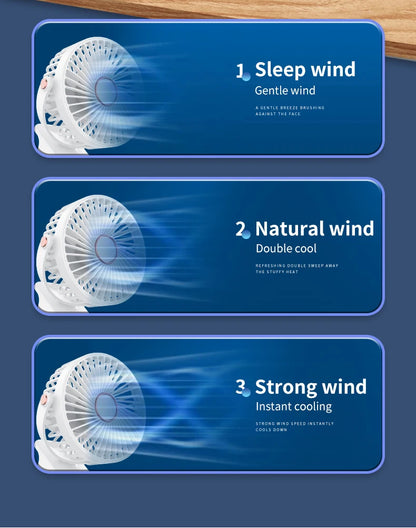 Portable USB Mini Handheld Clip Fan Convenient And Ultra-quiet Electric Fan Rechargeable Student Cute Small Cooling Ventilador