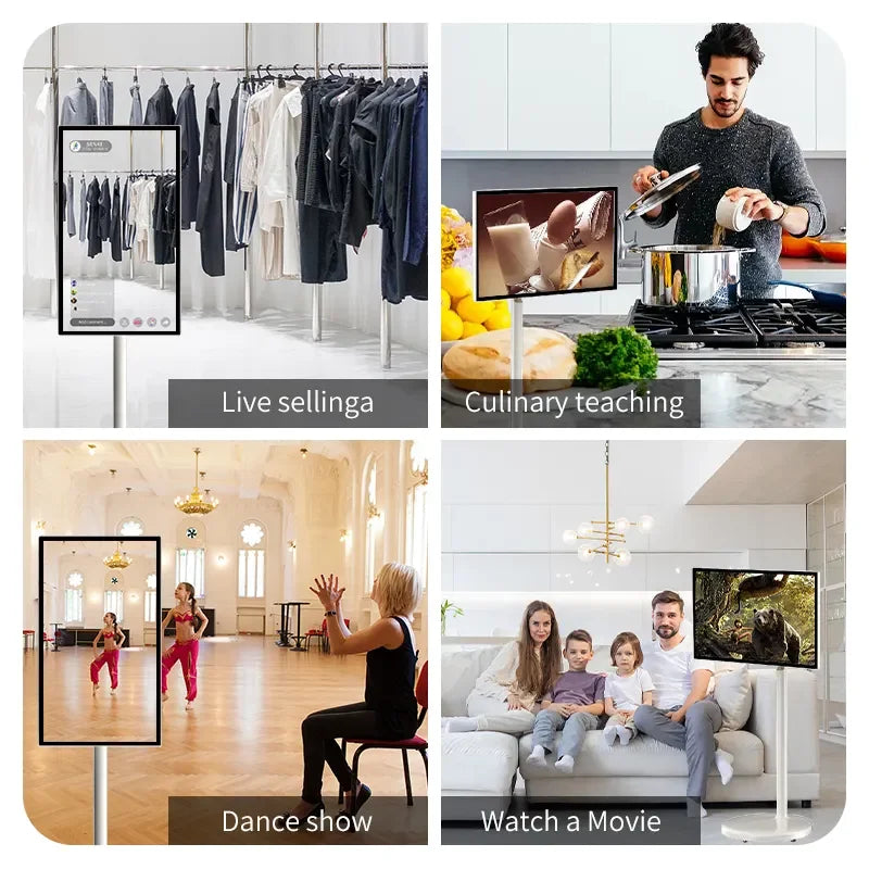 Portable Smart Android 13 TV Monitor 32 Inch FHD IPS LCD 60Hz 120% SRGB Multi-Touch Display Stand Battery Wireless Mirror