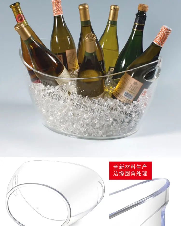Non-LED Boat Style Ice Bucket for Beer KTV Yuanbao Cocktail Cooler Bar Mixed Drink Basin Iced Wine Tub Container