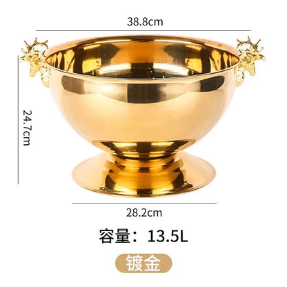 Aixiangru 13.5L Ice Bucket With Deer Head Handle Beer Holde Whiskey Wine Cooler Stainless Steel Champagne Basin Bar Accessories