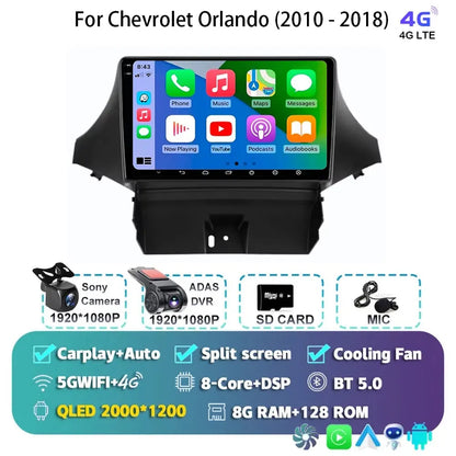 Android 15 Carplay For Chevrolet Orlando 2010 2011- 2018 Car Radio Auto 4G WIFI GPS Navigation Multimedia Video Player Stereo