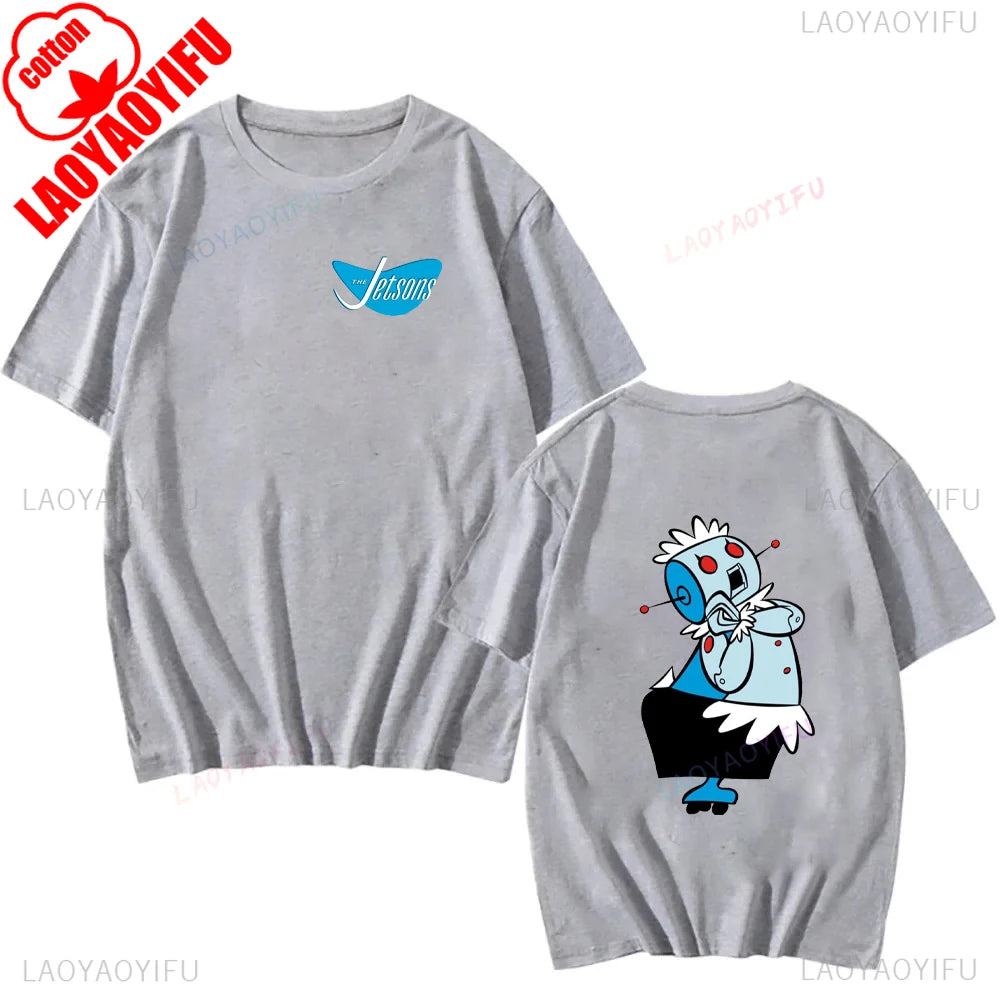 The Jetsons Printed T-shirt Tops Cartoon The Jetsons Letter Clothes Rosie The Robot Graphic T-shirts Breathable Camisetas