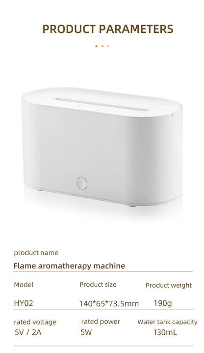 Humidifier Flame Aromatherapy Diffuser Can Add Essential Oils 7 Colour Flame Diffuser Timing USB Desktop Air Humidifier for Home
