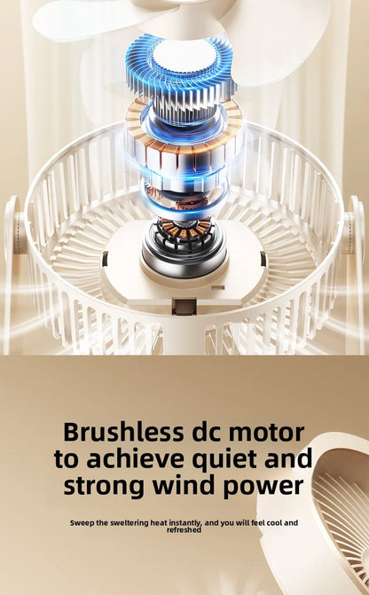  Portable Electric Fan 3600mAh Wireless Air Circulator Fan Cordless Desktop Wall Ceiling Air Cooling Cooler Quiet Ventilator