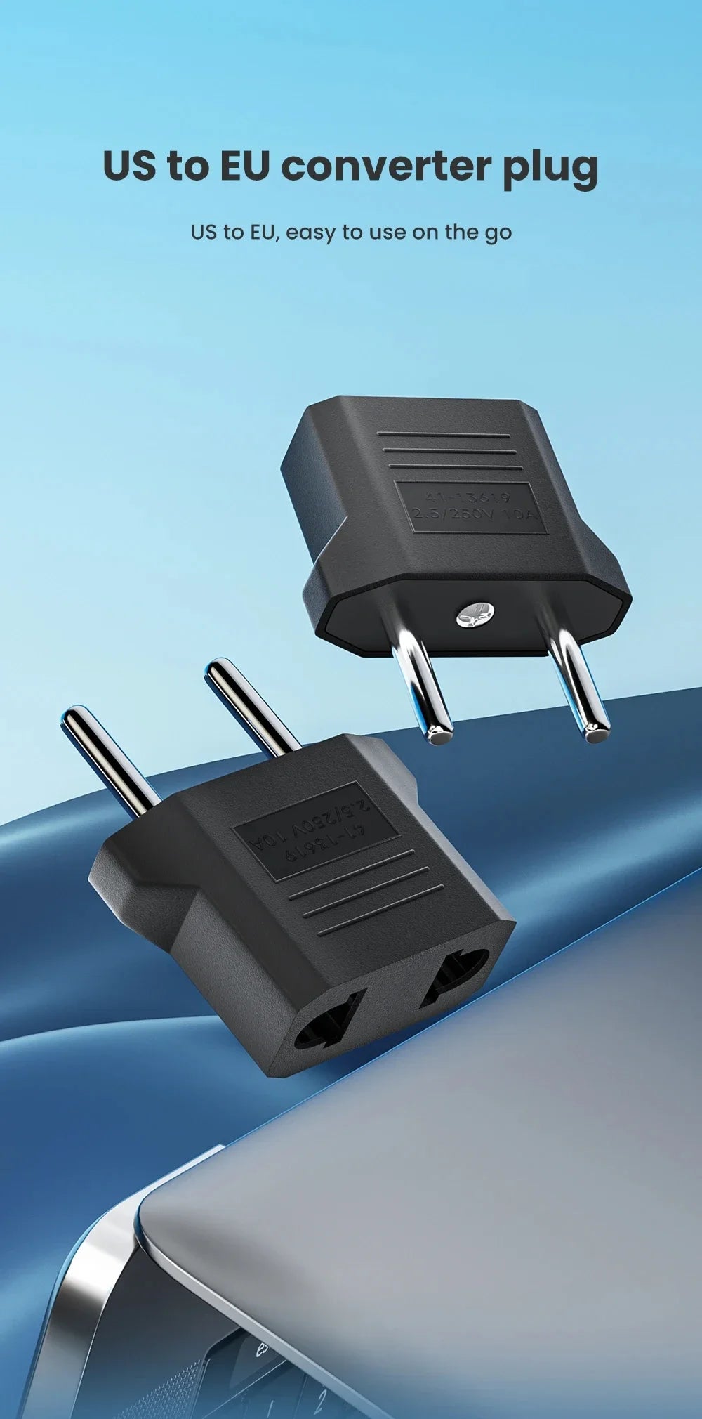 America European Mini US To EU Power Plug Adapter Russia Australia Travel Plug Converter Adapter Korea 4.0mm 4.8mm Plug 6A 125A
