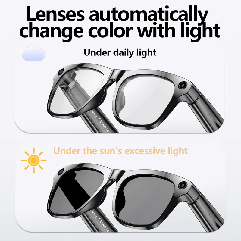 Xiaomi 4K AI Camera Glasses 800MP Multifunctional Photochromic Smart Glasses Bluetooth Calling Photo Video Music Translation New