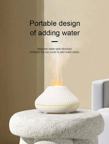 Flame Aroma Diffuser Humidifier With Colorful Essential Oil Diffuser  7 Color LED Light Portable Desktop  Air Humidifier