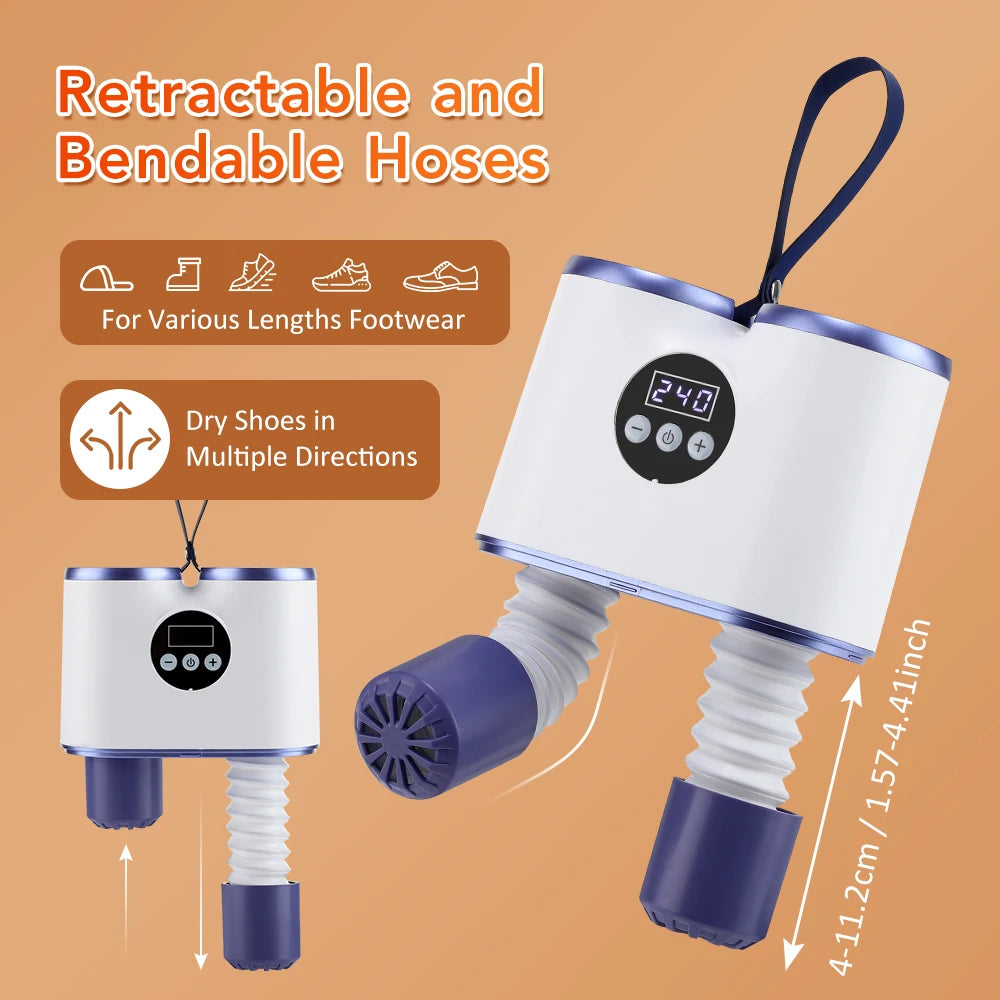 Portable Shoe Dryer with Fan Hot Air Heater Moisture Odor Home Smart Ski Boot Shoes Gloves Socks Fast Drying Machine with Timer