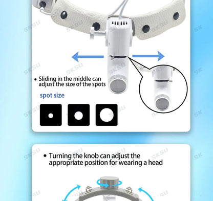 LED Dental LED Light Lamp Binocular Loupes Brightness Spot Adjustable Dental Lab 5W Headlamp for Surgical Headlight 2.5X 3.5X