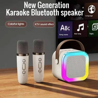 K12 karaoke machine with 1/2 wireless microphones portable 5.3 PA Bluetooth speaker system RGB lights audio home KTV kid gifts