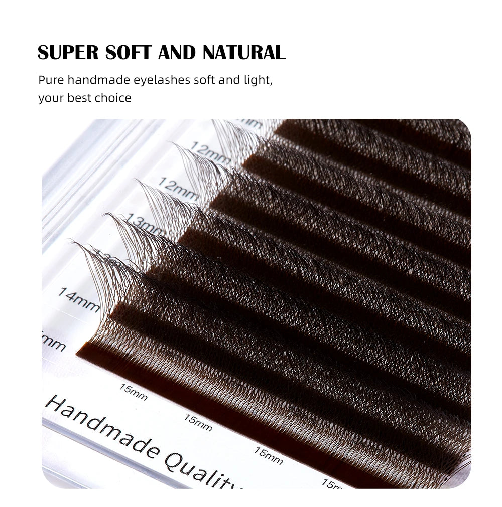 Yelix Brown Eyelashes W Shaped Eyelash Extensions Single Tips 2D 3D 4D 5D Premade Fans Lahses Soft Natural Individual Lahes