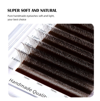 Yelix Brown Eyelashes W Shaped Eyelash Extensions Single Tips 2D 3D 4D 5D Premade Fans Lahses Soft Natural Individual Lahes