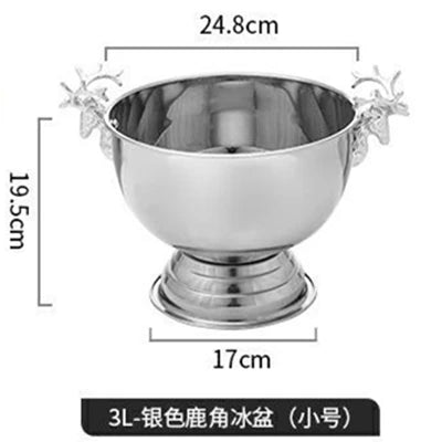 Aixiangru 13.5L Ice Bucket With Deer Head Handle Beer Holde Whiskey Wine Cooler Stainless Steel Champagne Basin Bar Accessories