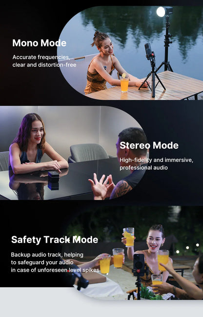 Ulanzi U-Mic Wireless Mic Stereo Microphone Lavalier Microphone for Smartphone DSLR for Interview Video Vlog Gaming Mic