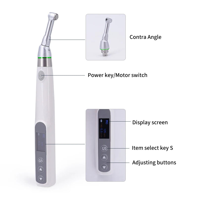 Dental Endo Motor 16:1 Standard Contra Angle Endomotor Wireless Root Canal Therapy Instrument Dentist Tools Reciprocating 360°