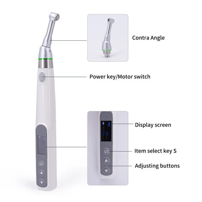 Dental Endo Motor 16:1 Standard Contra Angle Endomotor Wireless Root Canal Therapy Instrument Dentist Tools Reciprocating 360°