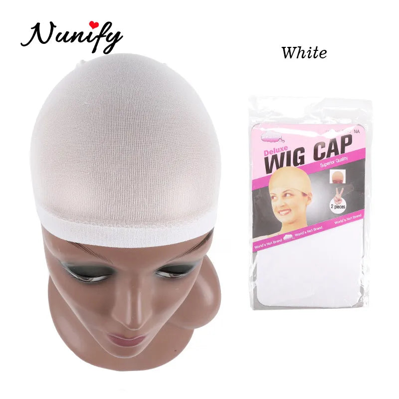 Nunify Nude Stocking Wig Cap Mesh Net Bald Cap For Install Wigs 2Pcs/Pack Free Size Strechy Stocking Cap Breathable Hairnet