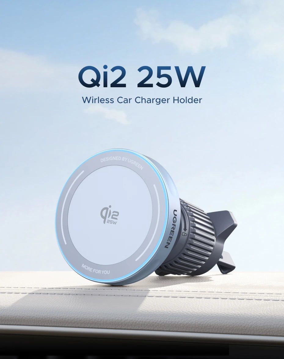UGREEN Qi2 25W 15W Magnetic Car Phone Holder Wireless Charger Stand For iPhone 17 16 15 Pro Max Charging for Magsafe Car Charger
