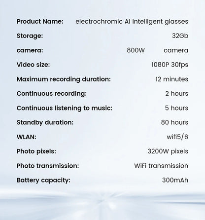 2026 Smart Glasses HD Photo Video OpenAI Record Translation Touch Photochromic Lenses Bluetooth Call Music Multifunction Glasses