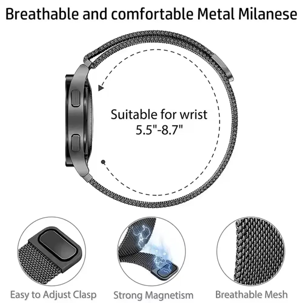 20mm 22mm Magnetic Milanese Strap for Garmin Forerunner165 55 645 265 965 255/Active 5/Vivoactive Comfortabe Band Garmin Venu 3