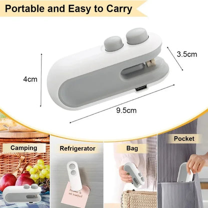 2 in 1 Rechargeable Mini Bag Sealer with Cutter, Portable Thermal Sealer for Plastic Bags, Food Storage Sealant Machine