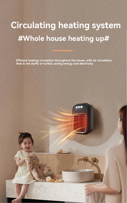 Portable Heater Electric Heater Plug in Wall Room Heater Radiator Remote Warmer Machine Muted for Bedroom Bathroom Office