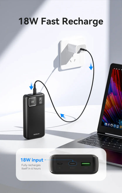 KUULAA 20000mAh Power Bank Portable External Battery 22.5W Fast Charging Portable Charger For iPhone xiaomi redmi poco Powerbank