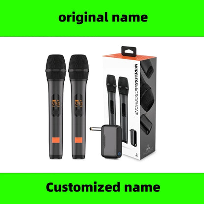 Microphone Wireless UHF 2 Channel Karaoke System Built-in Lithium Battery Cordless Handheld Mic For JBL Church Party Speaker