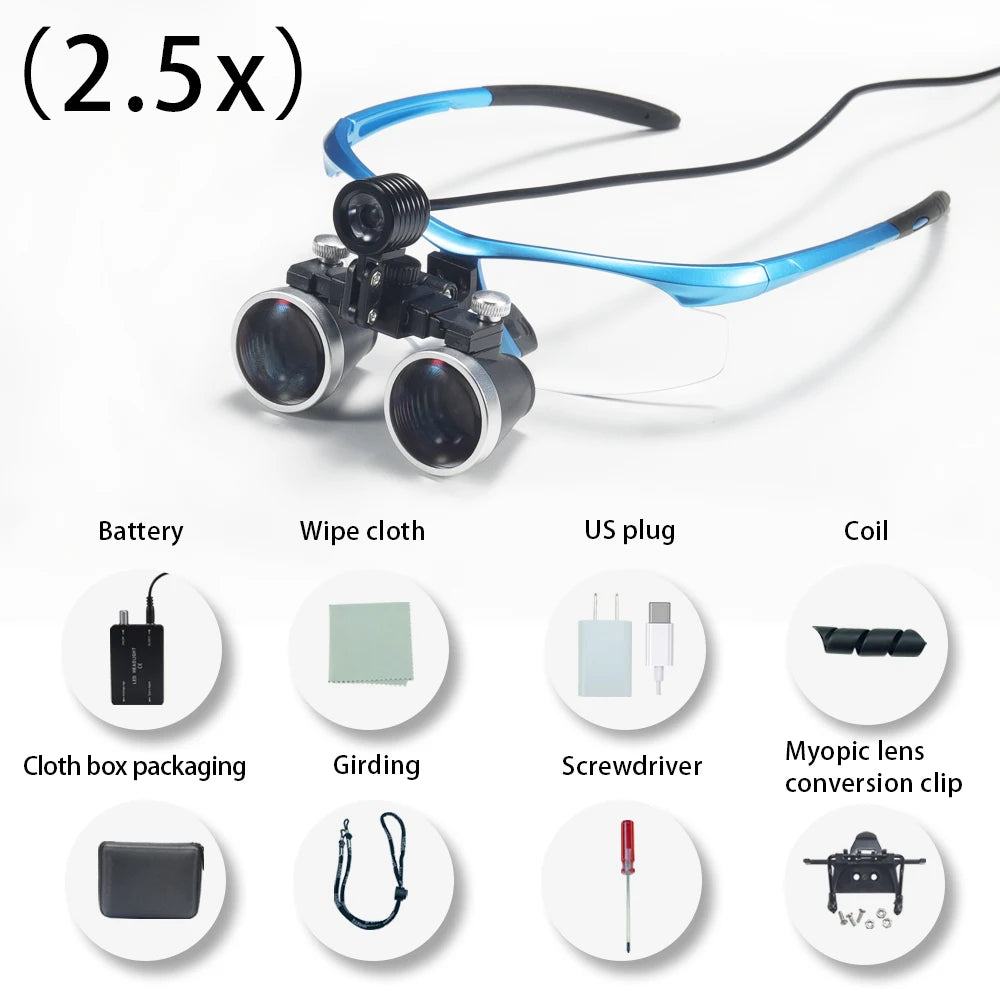 Dentistry Binocular Magnifier 2.5X 3.5X Ultra-lightweight Optical Loupes 320-420mm Magnifying Glass for Dental Surgery