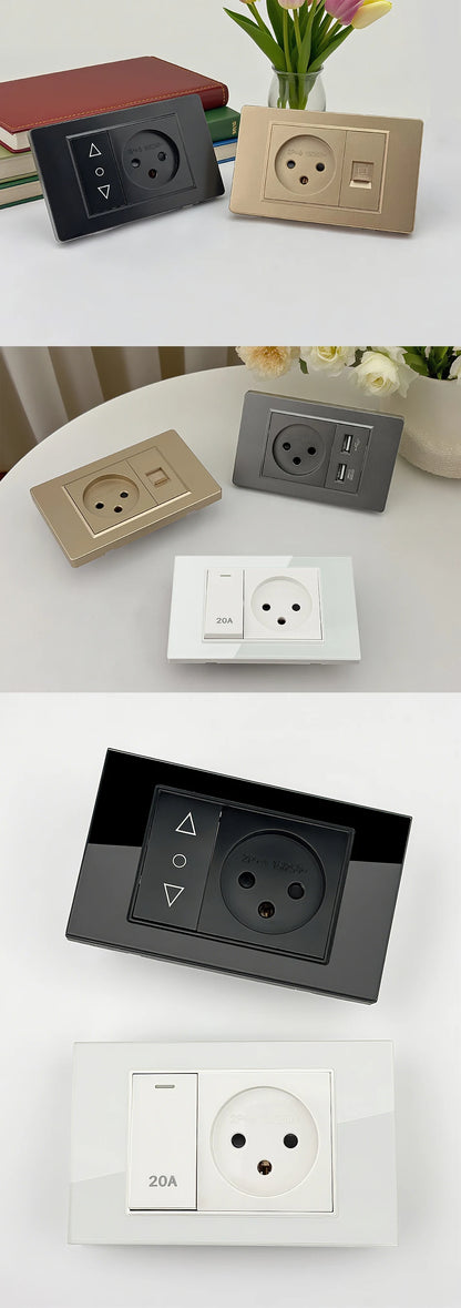 DELEFU White Retardant PC Israel USB Type C Fast Charging Wall Socket Light Tuya Wifi Smart Switch Sat TV Tel Doorbell Curtain