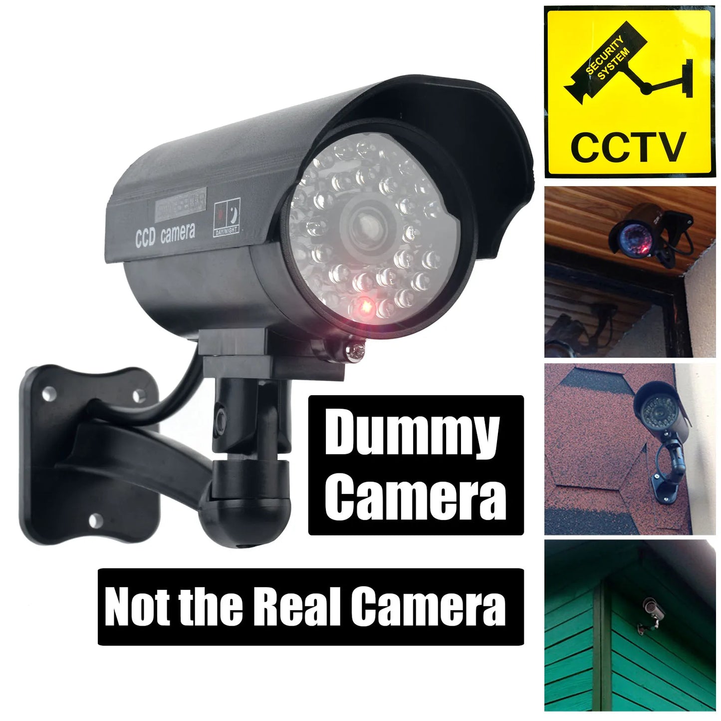 Eleopard Fake Camera Dummy Waterproof Security CCTV Surveillance Camera With Flashing Red Led Light Outdoor Indoor