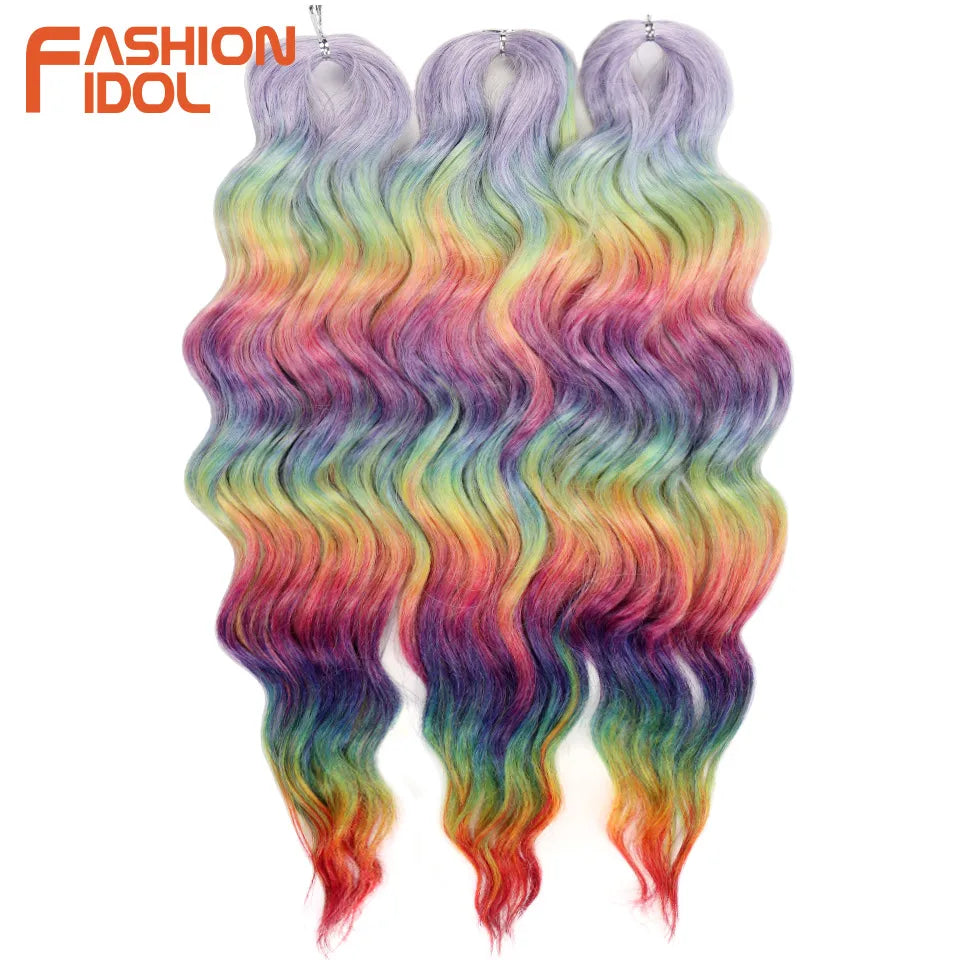 Anna 24 Inch Synthetic Hair Water Wave Braiding Hair Extensions Ombre Blonde Deep Wave Afro Curl Twist Crochet Hair for Women
