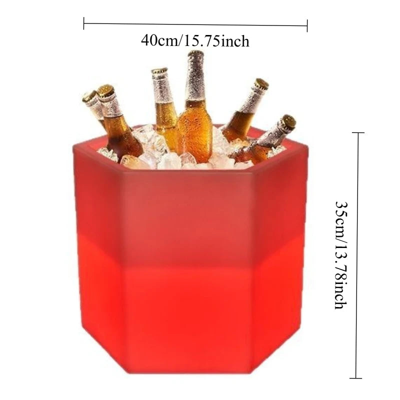 LED Solar Energy Luminous Bar Bucket Ice KTV Remote Control Outdoor Beer Bucket Champagne Waterproof Colorful Buckets Bar Tools