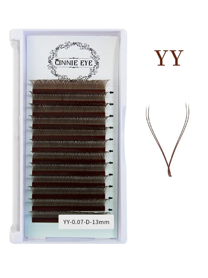 5W Eyelash Extensions YY 7mm Lash Brown Color 4DW Brazilian Premade Lash Fans Individual Cluster DIY 3D W Shape Lash Dolly Eye