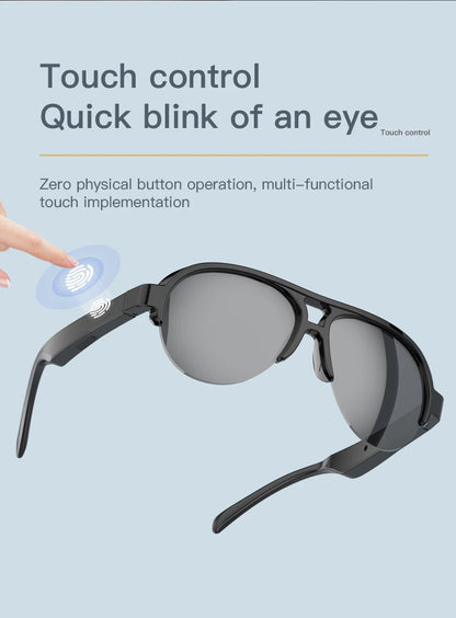 F08 Open-Ear Design Music & Calls Wireless Audio Eyewear Polarized Lenses Built-in Mic Semi-Rim Bluetooth Sunglasses