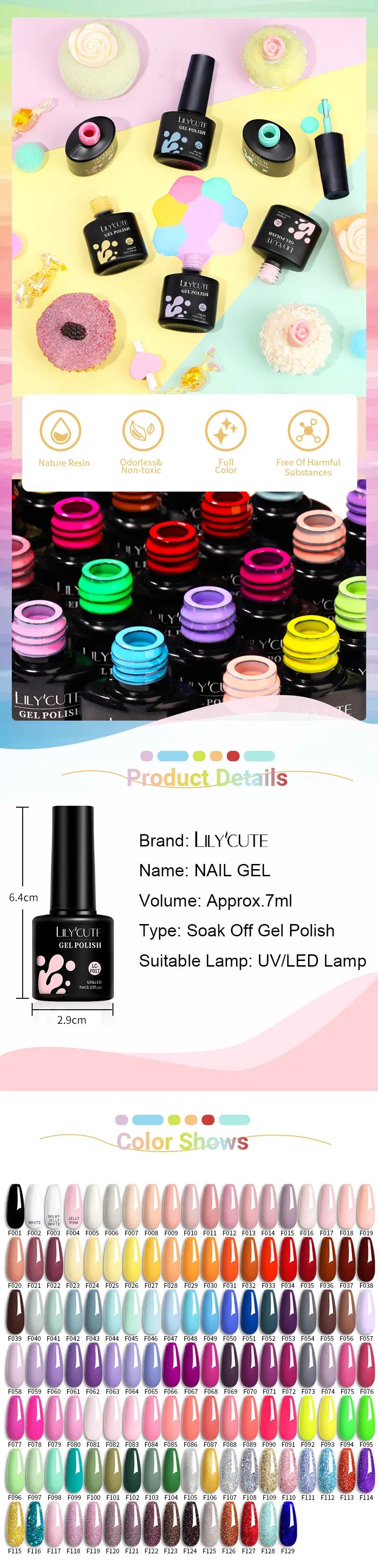 LILYCUTE 7ml White Color Gel Nail Polish Semi Permanent UV Gel Polish Gorgeous Full Coverage Soak Off UV LED Nail Gel Varnishes
