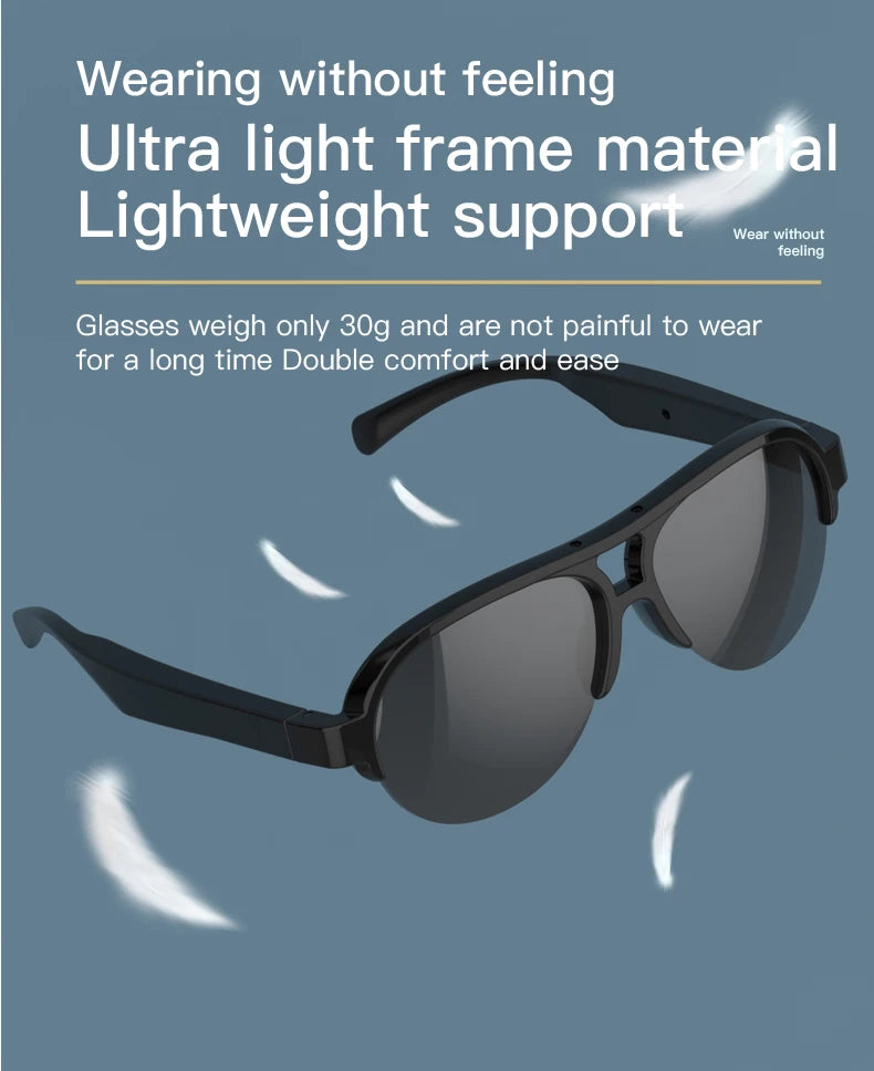 F08 Open-Ear Design Music & Calls Wireless Audio Eyewear Polarized Lenses Built-in Mic Semi-Rim Bluetooth Sunglasses