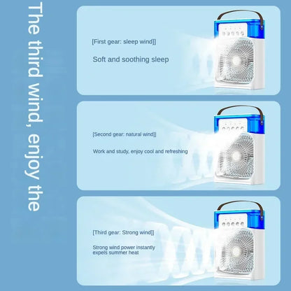 Mini Portable Humidifier Fan AIr Conditioner Household Small Air Cooler Hydrocooling Portable Adjustment For Office 3 Speed Fan