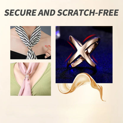 X-Shaped Scarf Clips - Elegant Silk Scarf Buckle Rings for Shawl T-Shirt Hem, Multi-Functional Fashion Clips for Women