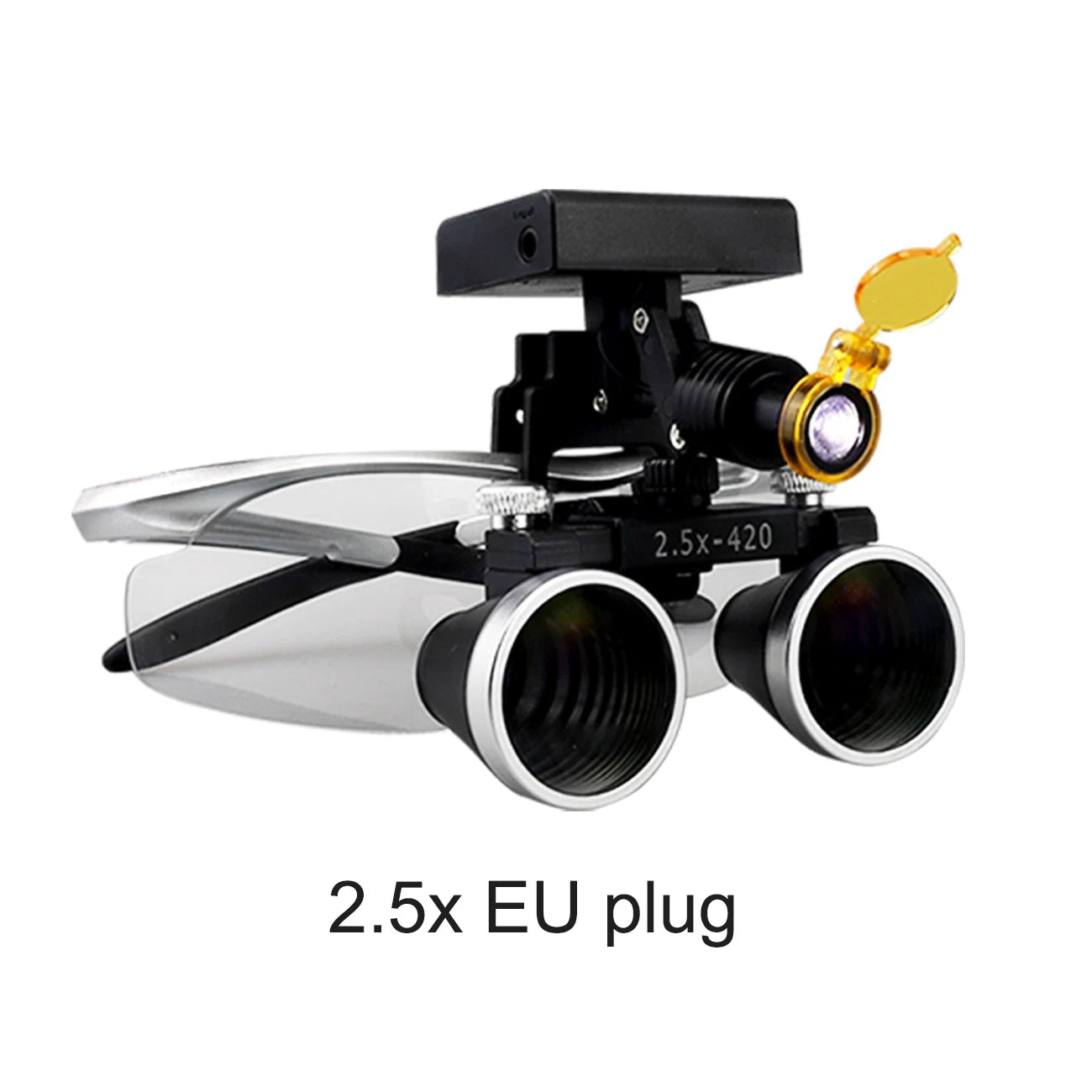 2.5X/3.5X 420mm Dental Loupe Magnifier Binocular Magnifier Surgery Surgical Operation Loupe with Spotlight Head Light 5W LED