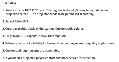 100-120inch Motorized Projection Smart UST Laser Projector Cabinet Living Room Integrated UST Projector Cabinet for Home Theater