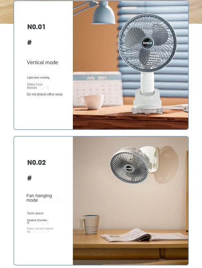 Portable Clip Fan USB Rechargeable 3-gears Wireless Electric Handheld Fan Clip Circulator Cooling Fan For Camping Desktop Office