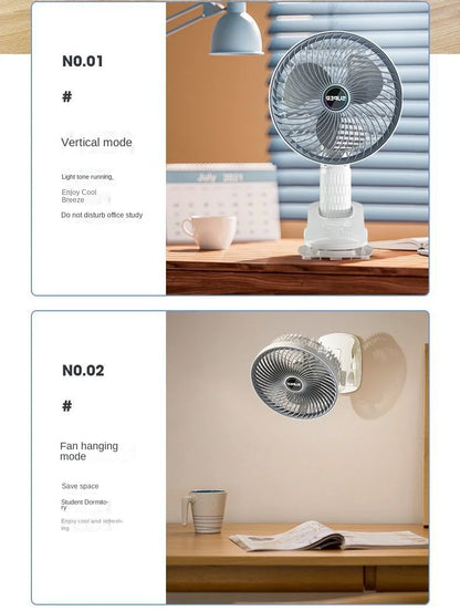Portable Clip Fan USB Rechargeable 3-gears Wireless Electric Handheld Fan Clip Circulator Cooling Fan For Camping Desktop Office