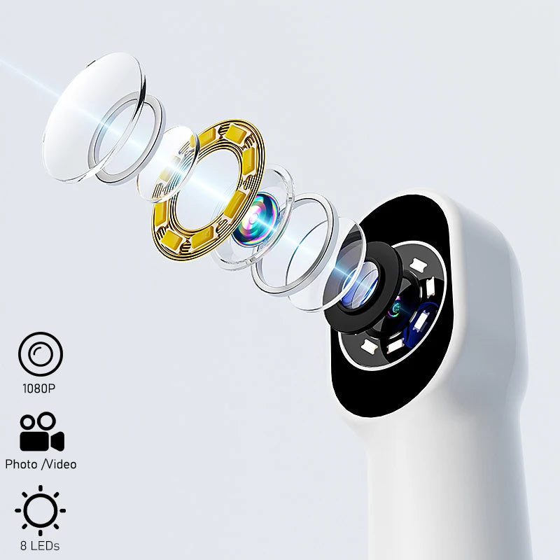 Handheld 1080P WiFi Endoscope Oral Camera with 8 LED Lights Compatible with iPhone, Android & Type-C for Dental/Tooth Inspection