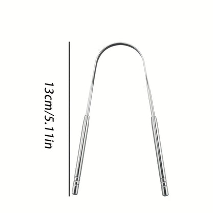 1/2/6pcs Stainless Steel Tongue Cleaning Tongue Scraper Reusable Tongue Coating Cleaning Scraper Silvery U Shaped Tongue