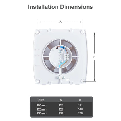 230V Duct 4" 100MM Wall Ceiling  Bathroom Axial  Ventilator Fan Ball Bearing Motor with Back Valve