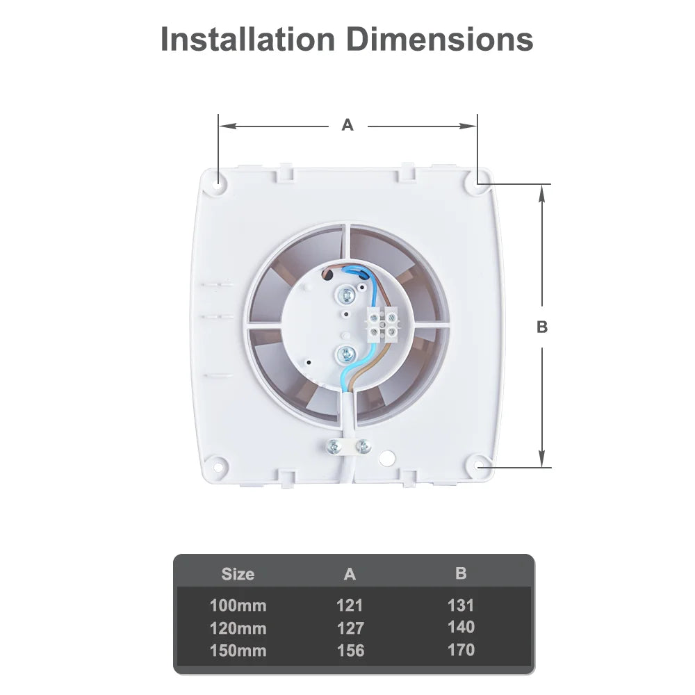 230V Duct 4" 100MM Wall Ceiling  Bathroom Axial  Ventilator Fan Ball Bearing Motor with Back Valve